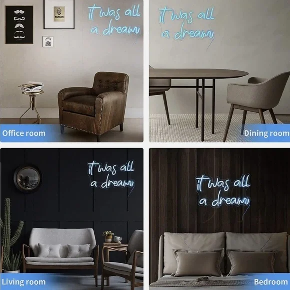 It was All A Dream Neon Sign for Wall Decor Powered USB It Was All A Dream LED - Picture 3 of 5